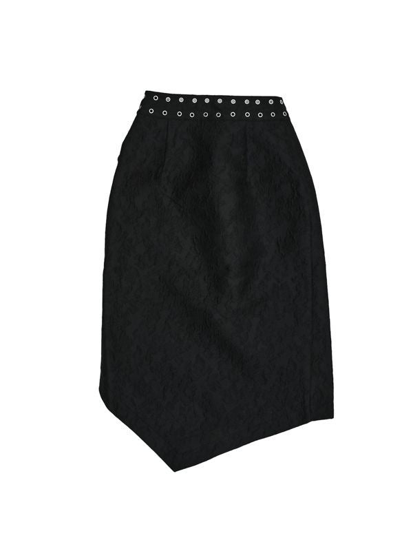 Jacquard Belted Wrap Tie Midi Skirt