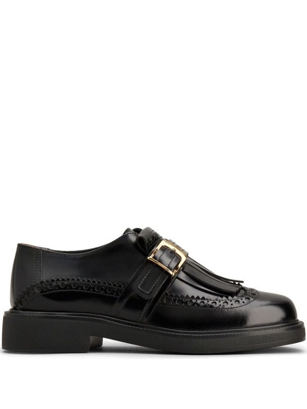 Buckle Tassel Detail Leather Loafers