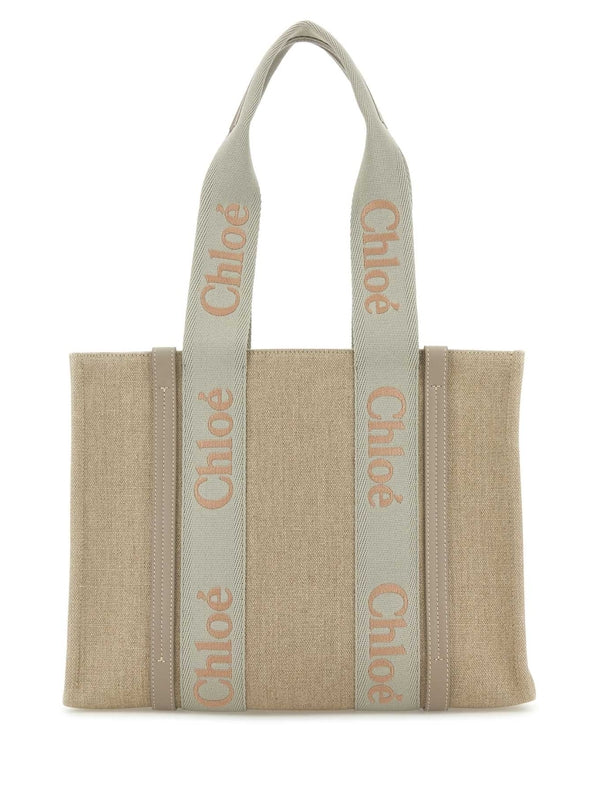 Woody Logo Linen Cotton Tote Bag
