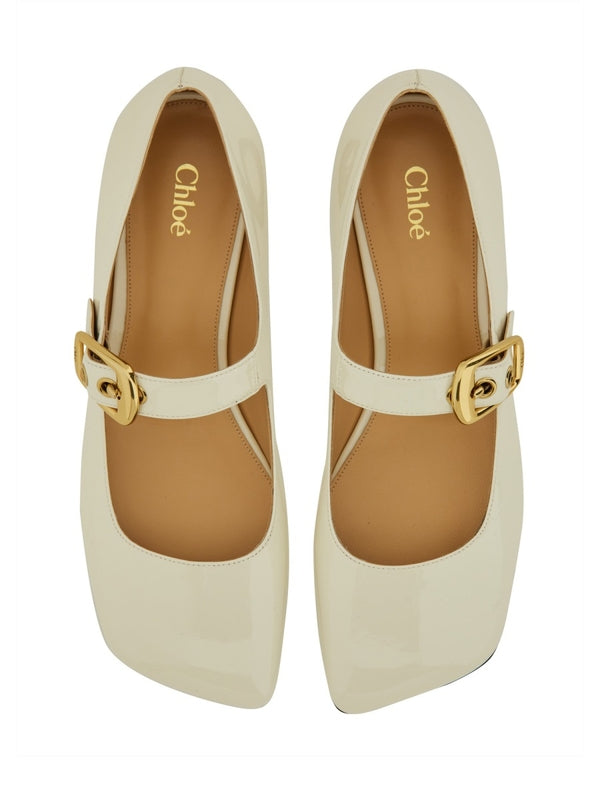 White Leather Flat Shoes