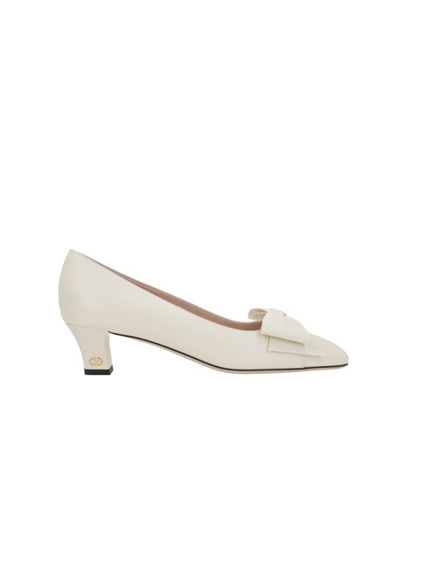 Bow Embellished Leather Pumps Heels