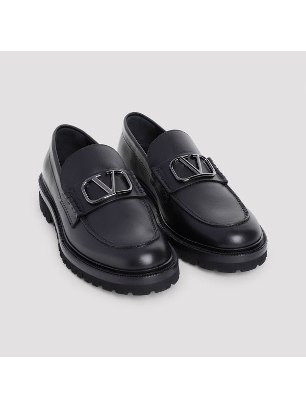 V Logo Leather Loafer