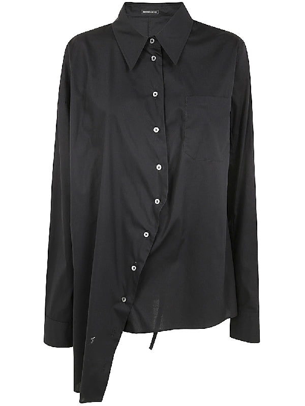 Asymmetric Button Cotton Shirt