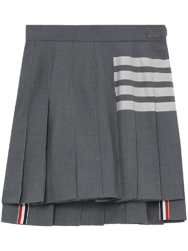 4-Bar Pleated Wool Mini Skirt