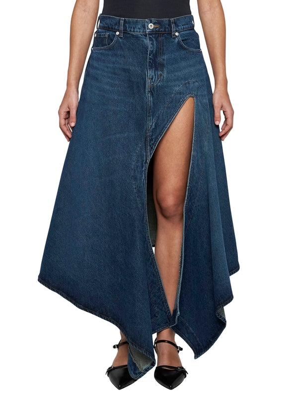 Evergreen Cutout Denim Long
  Skirt