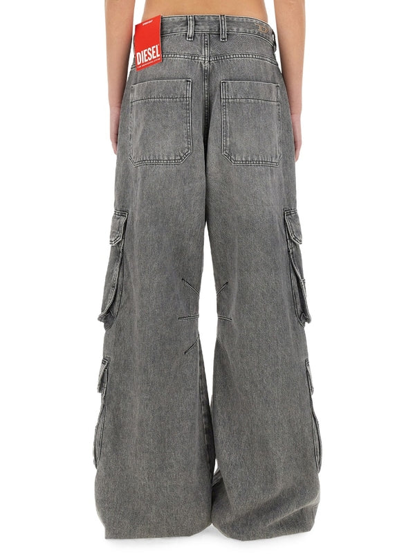 Multi-pocket Washing Cargo Denim Pants