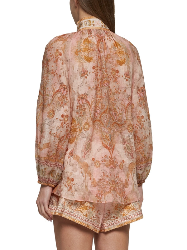 Acacia High Neck Flower Pattern Blouse