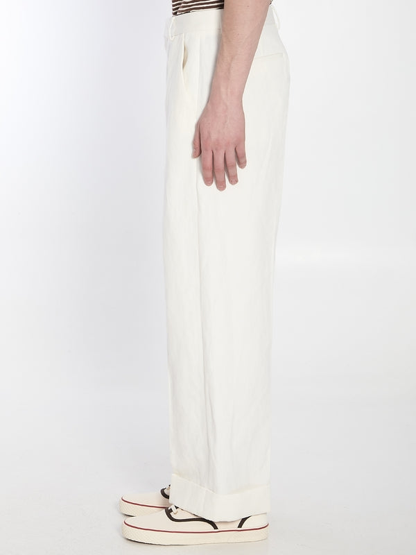 White Cotton Linen Pants