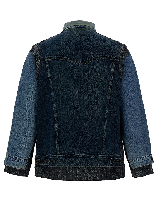 Patchwork Asymmetric Denim Jacket