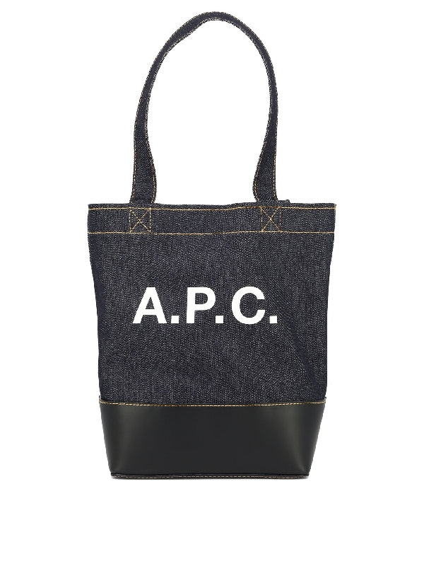 Axel Logo Denim Leather Tote
  Bag