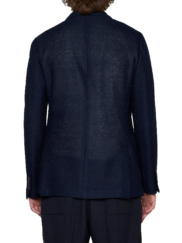 Appliqué Cotton Linen Tailored Jacket