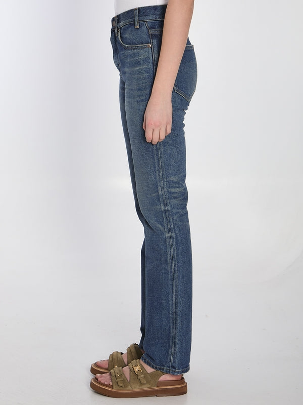 Back Logo Patch Flared Denim Pants