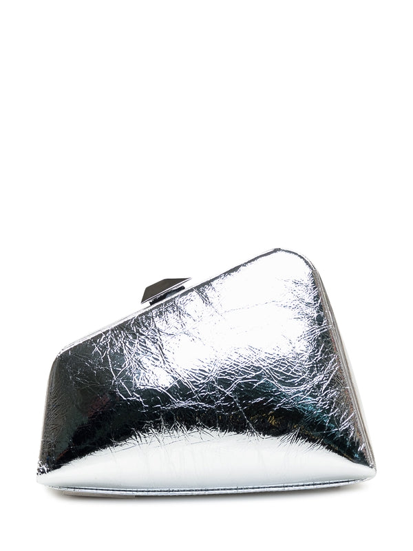 Cracked Detail Metallic Leather Clutch Bag