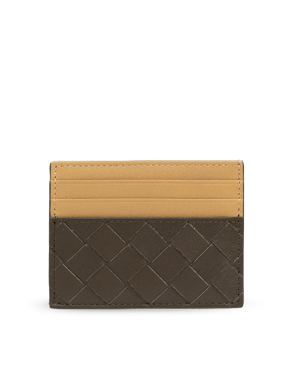 Two-Tone Intrecciato Leather
  Card Wallet