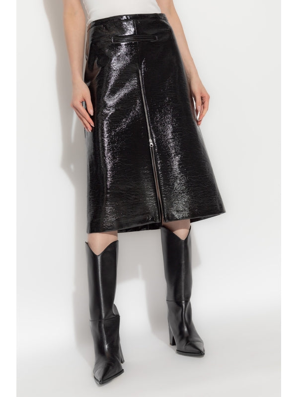 Zipper Detail Vinyl Skirt