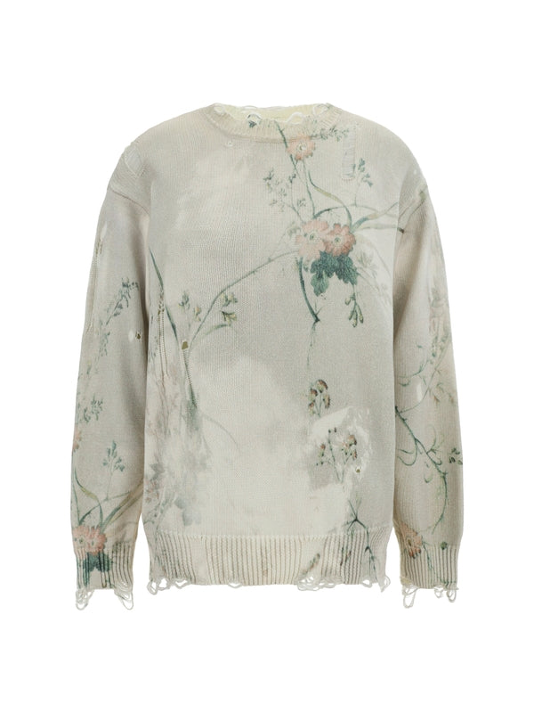 Flower Distressed Cotton Knit