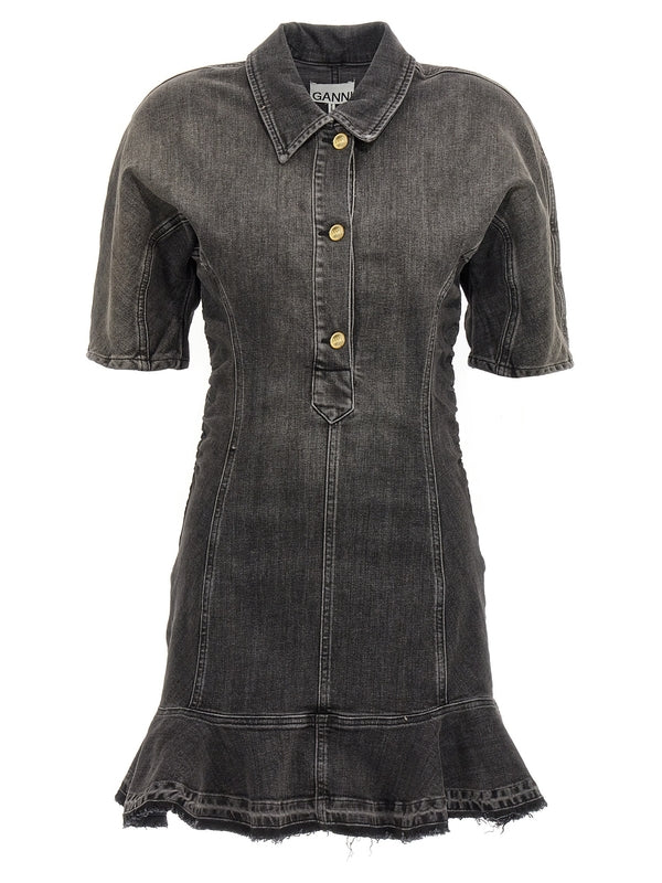 GANNI - Button-Up
  Denim Mini Dress - Jente