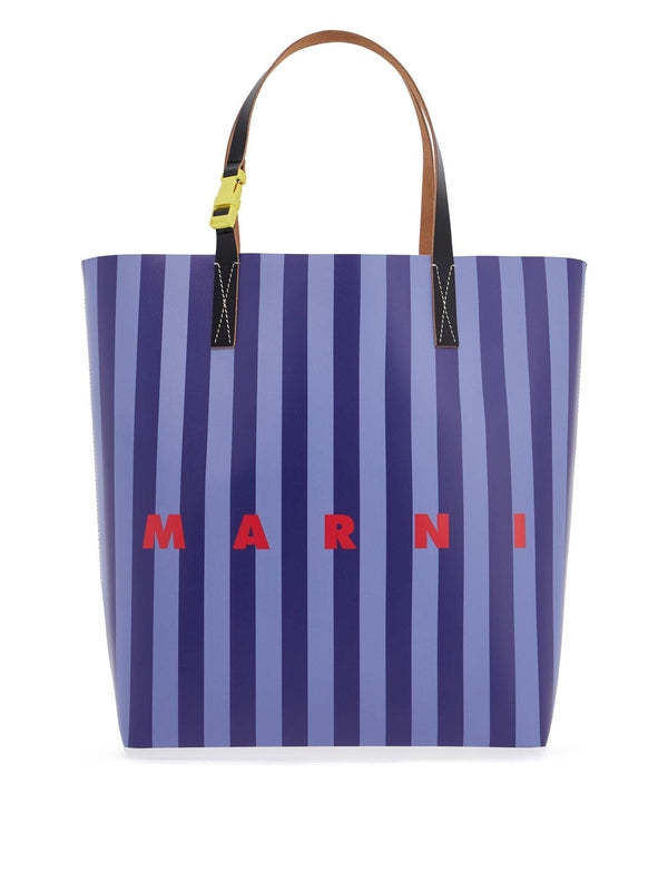 striped tribeca tote bag Tote Bags