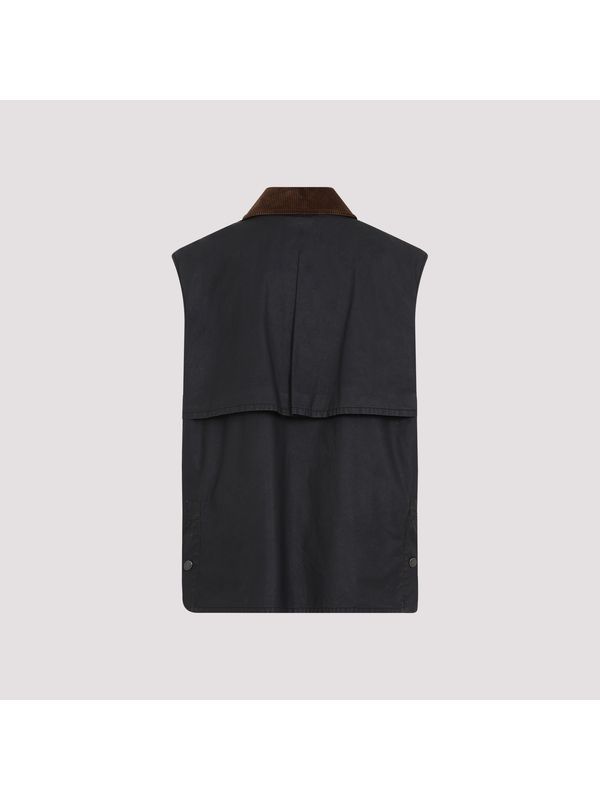 Logo Patch Corduroy Collar Vest