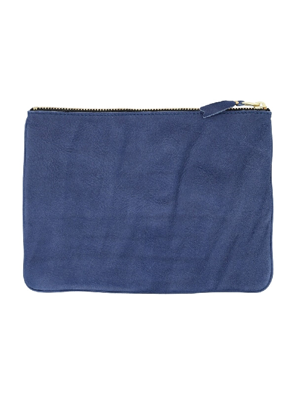 Navy Suede Zipper Coin Wallet