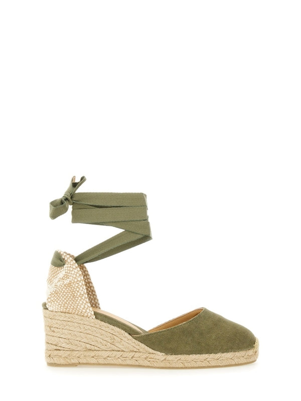 Castañer Green Beige Wedge Sandals