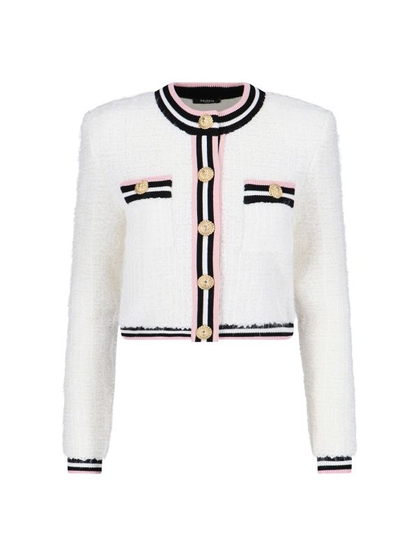Stripe Trim Bouclé Jacket
