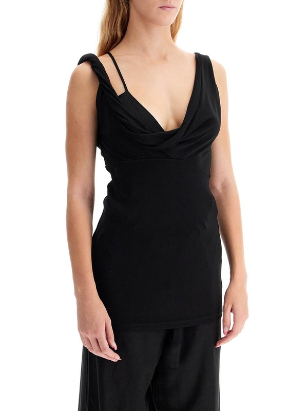 Asymmetric Drape Sleeveless Top