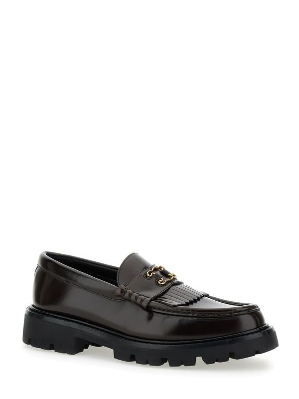 Triomphe Chain Fringe Leather Loafers