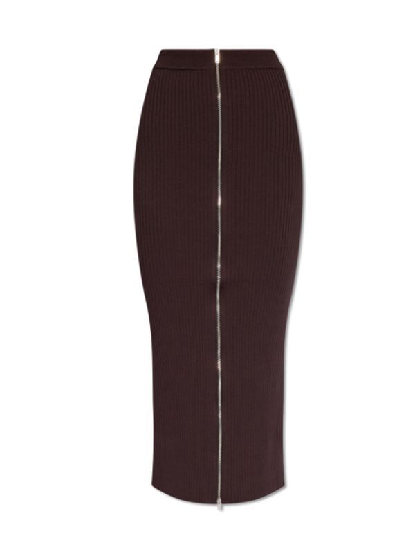 Meika Zip-up Ribbed Knit Skirt