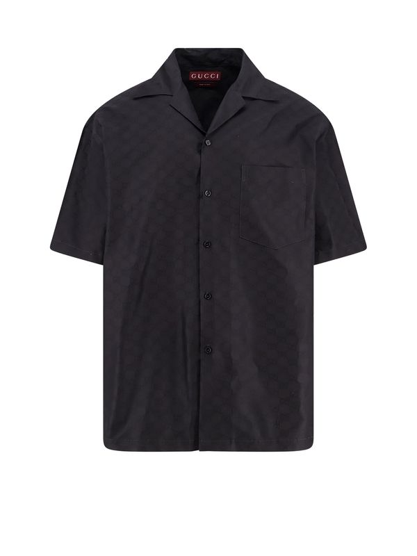 Black Cotton Silk Short Sleeve Shirt
