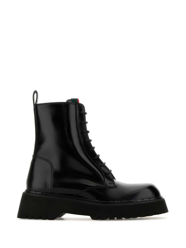 Web Leather Lace-Up Boots