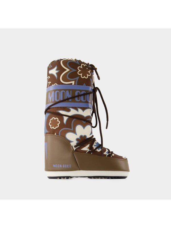 Icon Flower Print Lace-up Boots