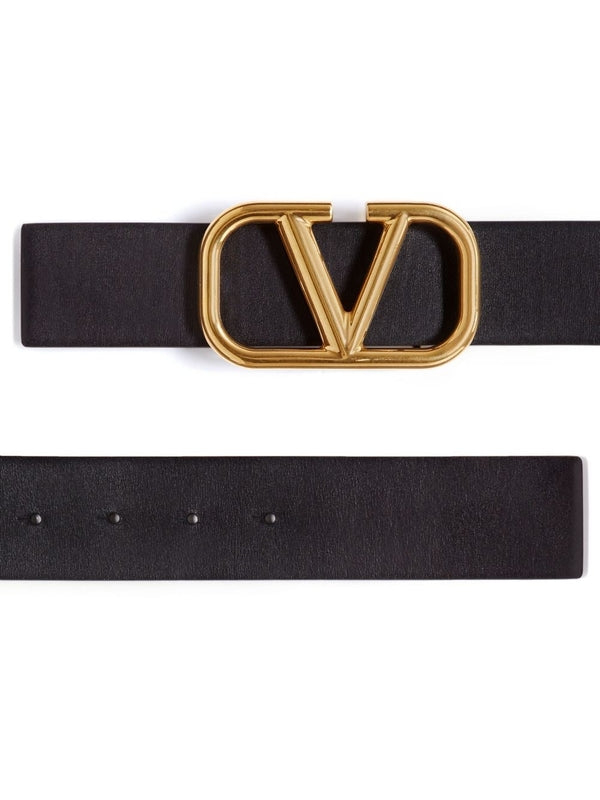 V Logo Leather Belt