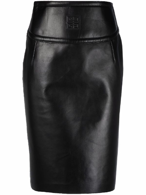 4g Logo Leather Midi Skirt