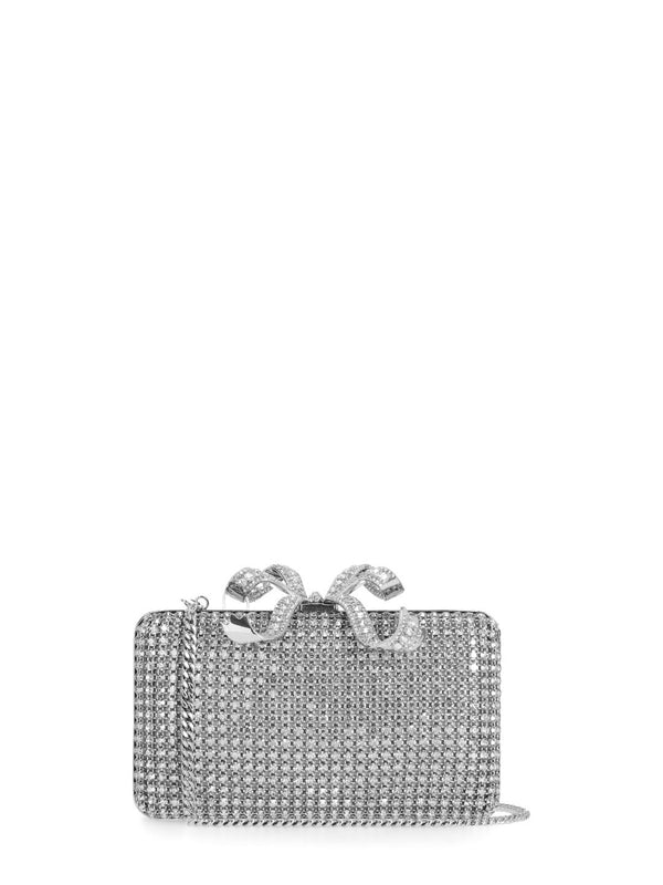 Crystal Bow Detail Chain Clutch Bag