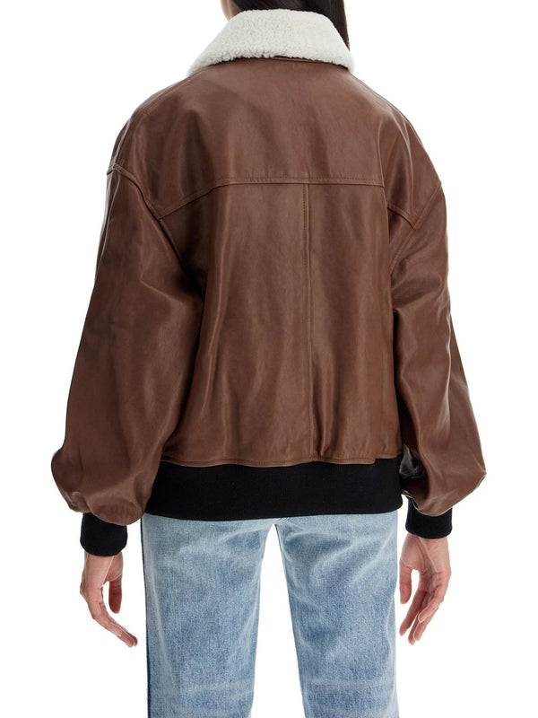 KHAITE - Shellar Shearling Collar Leather Jacket - Jente