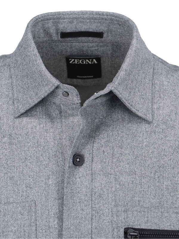 Zipper Pocket Wool Shirt