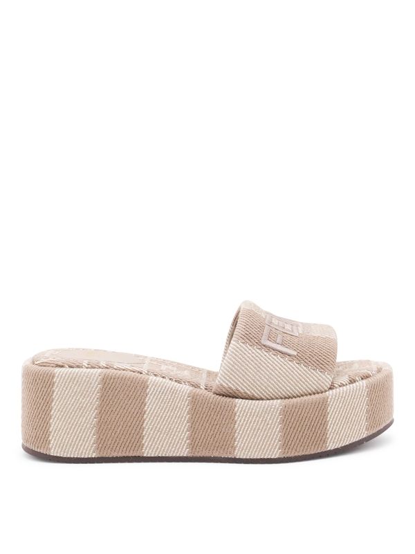 Sunshine Logo Denim Effect Wedge Sandals