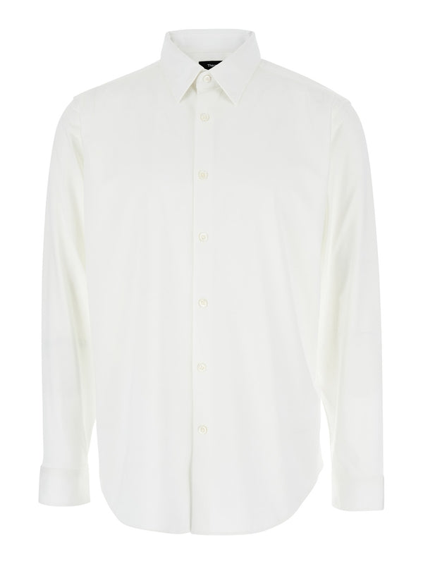'Sylvain' White Shirt with Pointed Collar in Cotton Blend Man Shirts