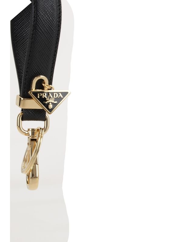 Triangular Logo Saffiano Leather Keyring