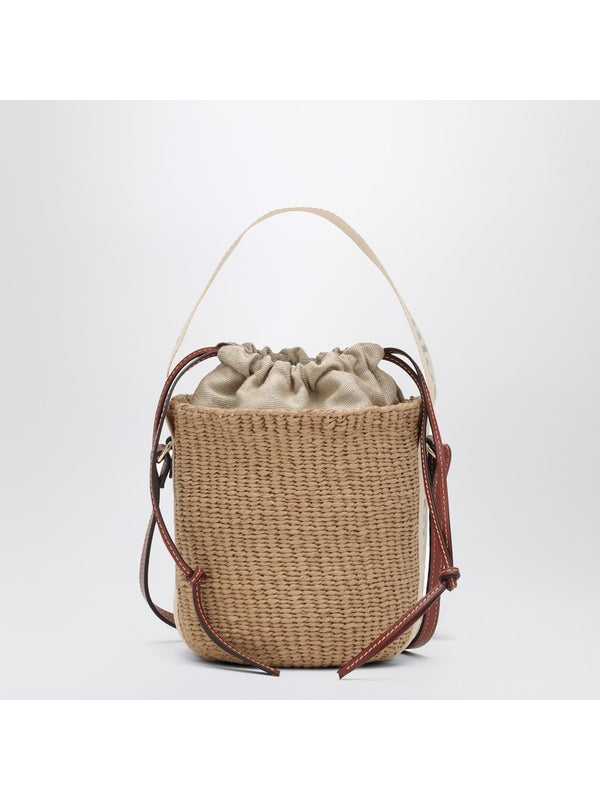 Woody Small Raffia Bucket Bag