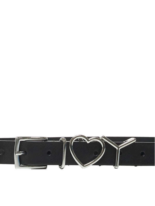 Y Heart Buckle Leather Belt