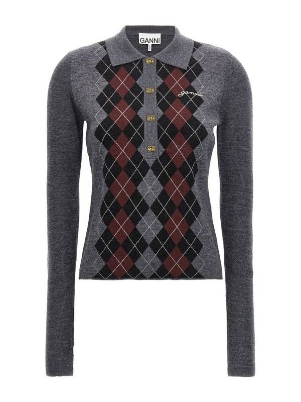 Argyle Check Polo Sweater