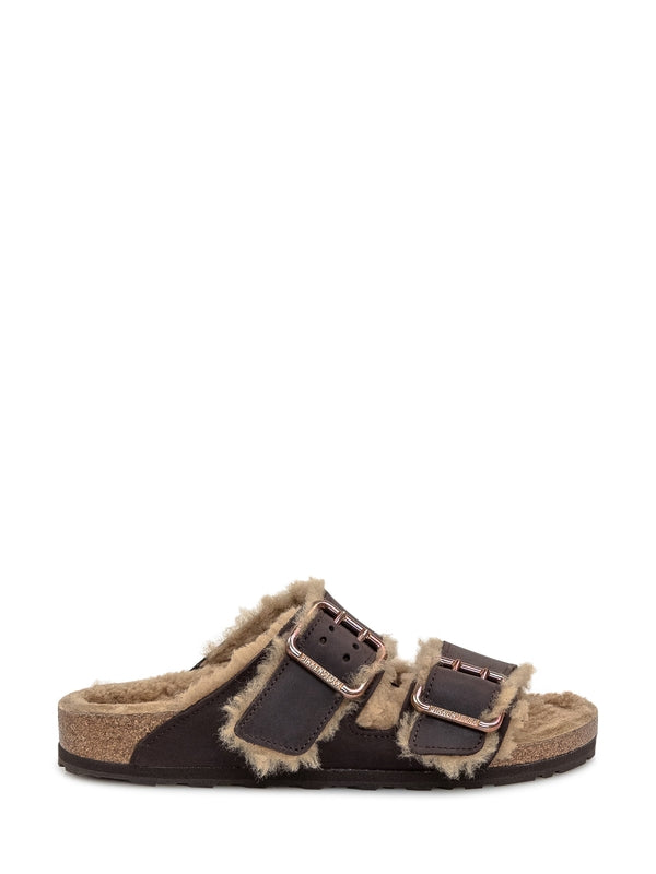 Arizona Buckle Shearling Leather Sandals