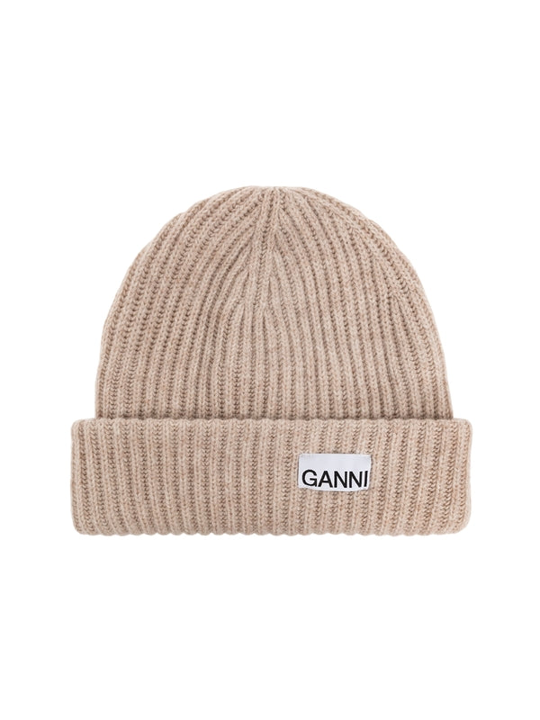 Logo Ribbed Turn-Up Wool Beanie