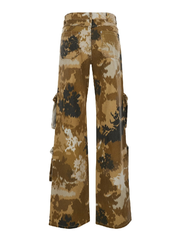 Camouflage Cotton Cargo Denim Pants