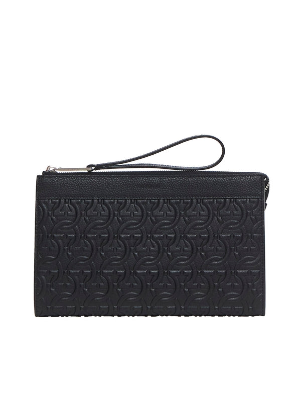 Gancini Embossed Leather
  Clutch Bag