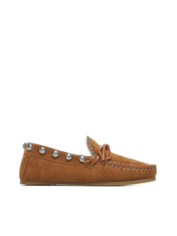 Bead Embellished Calfskin Boat Shoes