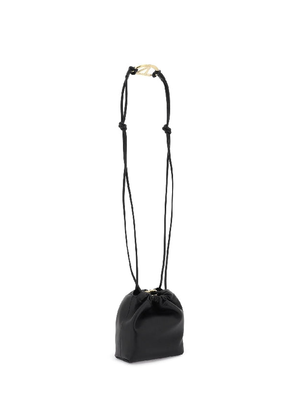 V Logo Puffer Leather Mini Bucket Bag - Jente