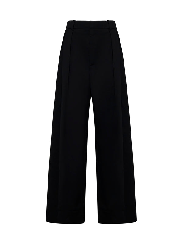 Wide Pleats Wool Pants